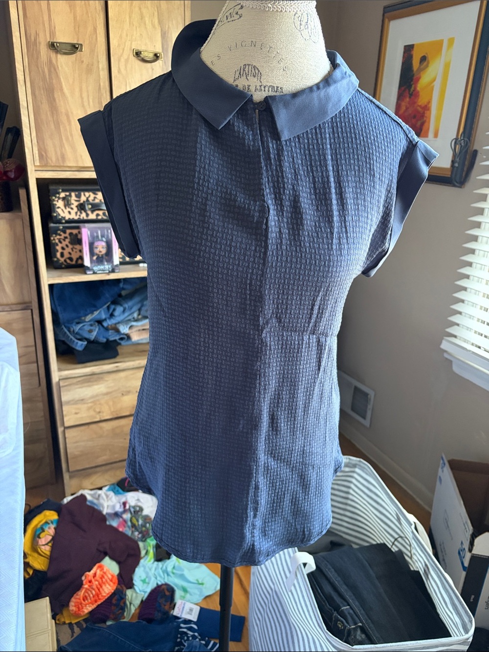 Sleeveless Reiss Silk Textured Collar Top - Navy - 6